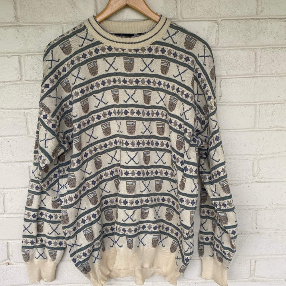 Vintage Cape Isle Knitters Knitted Crewneck Sweater XL
